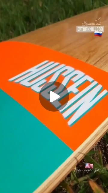 52" square tail Hussein board — orange and teal