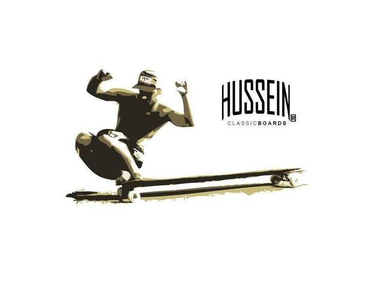 Arte Hussein Classic Boards — ilustração do rider com logo